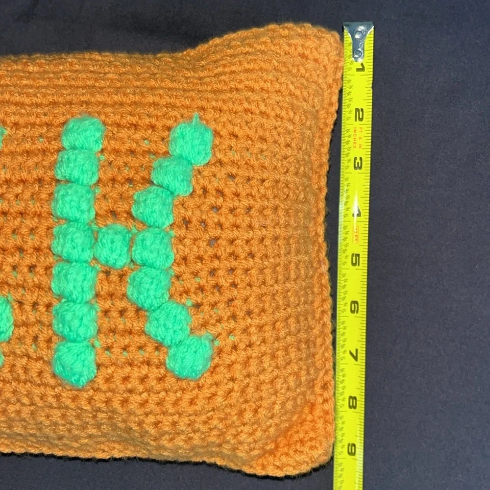 Handmade crochet swear word pillow
